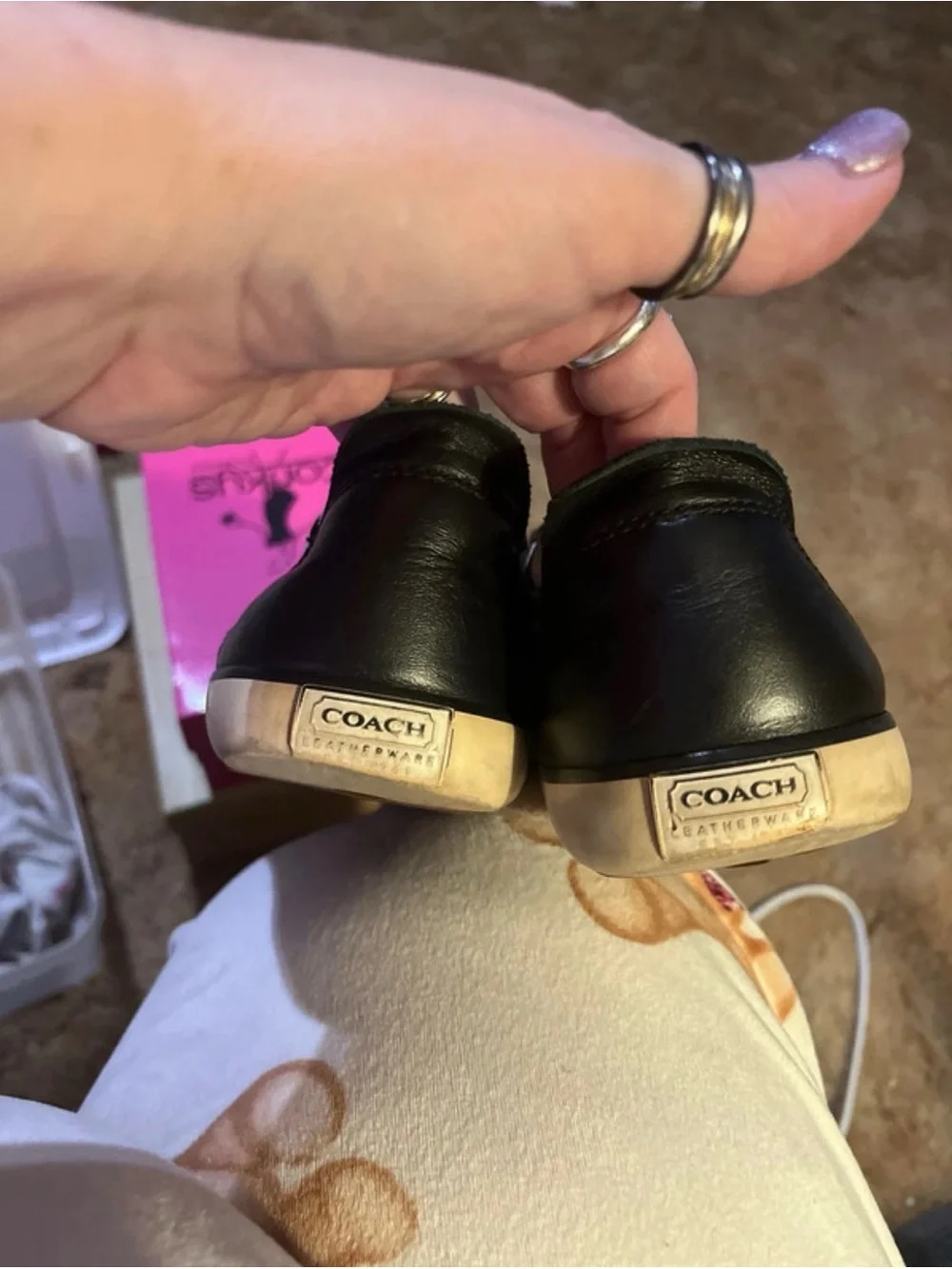 Coach Monogram Canvas Lace-Up Sneakers in Beige and Black